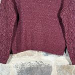 Knox Rose Sweater Woman's Medium Burgundy Red Textured Sleeves Crew Neck Minimal Photo 3