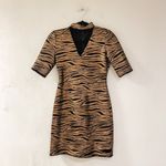 Alice + Olivia Inka Sequin Zebra Print Choker Mini Dress in Black Gold Size 0 Photo 1