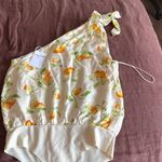 Cami NYC NWT Ronny One-shoulder Print Silk Blend Bodysuit in Orange Orchard Photo 7