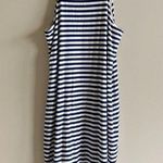 J.Crew FormKnit High-Neck Cutaway Dress Womens Size L Navy Stripes Preppy Photo 6