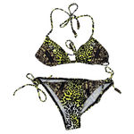 Billabong  Bikini Womens Medium Neon Yellow Leopard Print Triangle Top NWT Photo 0