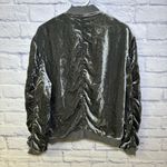 Free People  Jacket Womens M Gray Crushed Velvet Bomber Ruched Boho Photo 2