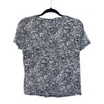 Who What Wear Black & White Paisley Print Linen Blend Tee Photo 4