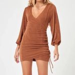 l*space L* Melissa Dress Coffee Brown Long Sleeve Shimmery Medium Mini Dress Photo 1