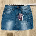 Authurna Denim Blue Pearled Mini Distressed Summer Skirt 5 Photo 9