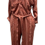 Free People Stripes Soft Knit Long Sleeve Maroon Jumpsuit Size XS Boho Chic Photo 0