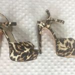 Alice + Olivia Leopard Print Fabric Stiletto Platform Sandals Size 37 Photo 0
