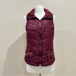 Maurice's Maroon Puffer Vest with Embroidered Floral Detail Size Small Photo 1