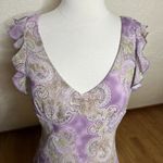 American Vintage VTG La Belle Midi Dress Size 9 Purple Paisley V Neck Flutter Sleeve Fairy Photo 2