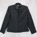 Kasper Black Embroidered Floral Mandarin Blazers Jackets Coats Business Formal 6 Photo 0
