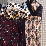 Pink Rose Mock Neck Swing Dress Paisley Boho Print Patchwork Jewel Tones Relaxed Photo 7