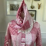 Vintage 70s Mauve Pink White Retro Print Shift Dress Scarf XS S Photo 2