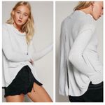 Free People Lovers Rib Gray Slouchy Thermal Pullover Cowl Neck Top Size Medium Photo 2
