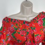RHODE Resort red floral mini cotton dress with braided tie belt sz XS/S Photo 3