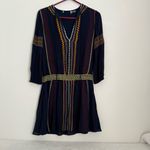 Alice + Olivia  Jolene Embroidered Drop Waist Peasant Navy Blue Dress size 0 Photo 1