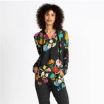 Johnny Was Blooming Breeze Pullover Hoodie Camo Grey Black Sz XS Boho Casual EUC Photo 2