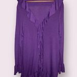Women Long Sleeve Open Ruffled Front Cardigan in Purple Size undefined Photo 0