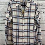 Women's Ocean + Coast Plaid Shirt L White Blue White Size L Photo 0