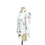 Anthropologie  County Fair Top Blouse Embroidered Floral Button Down White Size 0 Photo 4