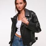 Abercrombie & Fitch  Black Leather Jacket Photo 1