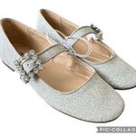 Unisa Embellished Buckle Mary Jane metallic silver Flats size 5.5 NWT $60 Photo 0