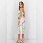 ZARA  Satin Effect Rainbow Pastel Tie Dye Midi Dress Size XL Photo 8