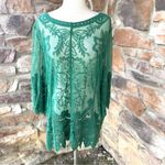 Ultra Pink Green Mesh Crochet Embroidery Top Photo 4