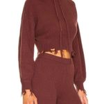 Lovers + Friends Dion Distressed Knit Hoodie In Umber Brown Size M Photo 1