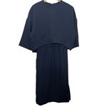 COS  Navy Layered Midi Dress Size 4 Minimalist Modern Workwear Photo 1