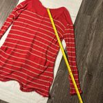 Free People  Waffle Knit High Low Oversized S Red/Beige Nautical Cherry Girl Boho Photo 10