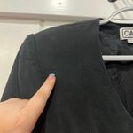 Carlisle  Women Blazer Jacket 10 Silk Tie Front Black Chic Long Line NYC Shoulder Photo 3