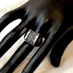MICHAEL DAWKINS Sterling Silver Starry Night Oxidized Caviar Accented Ring Sz 7 Black Photo 11