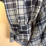 Free People Womens Boho Gauze Plaid Flannel Blue Grey Button Down Size Small Photo 4