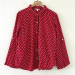 Victoria's Secret Penguin Print Pajama Sleep Shirt Button up Red XL 100% Cotton Photo 0