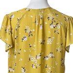 H&M Blouse V-neck Short Sleeves Popover Yellow White Floral Women’s Size 10/M Photo 7