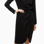 Aritzia Babaton Draped Dress Ruched Faux Wrap Long Sleeve Black Size Small Photo 0