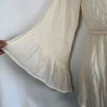 Cream Gauze Bell Sleeve Belted Romper Shorts Size Small Flare Festival Boho Photo 3