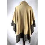 Le Moda Camel Color Fleece Cape Poncho Leopard Print Trim Mob Wife Retro Chic Tan Size L Photo 5