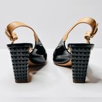 Giuseppe Zanotti Black Patent Leather Tan Slingback Open Toe Heels Sandals Shoes Photo 4