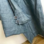 Eskandar Linen Pants Size 3 Blue Pull On Wide Leg Relaxed Elastic Button Cuff Photo 10