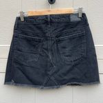 American Eagle Hi Rise Festival Mini Skirt Denim Jean Skirt Black Raw Hem Size 4 Photo 1