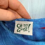 Oh My Gauze Women’s 2 Blue Tie Dye Minimalist Artsy High Low Top Tunic Lagenlook Size L Photo 3