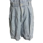 Gloria Vanderbilt Vintage  Denim Romper M Blue Striped Buttons Pockets Elastic Photo 2