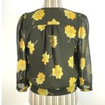 Madewell Effie Green Floral Wrap Top 3/4 Sleeve Sheer Sleeves Size Small Photo 2