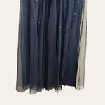 Adrianna Papell  Midnight Blue Sequin Beaded Cap Sleeve V-Neck Formal Gown Photo 9