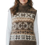 Ralph Lauren Sport Tribal Alpaca Wool Mohair Blend Vest L Chunky Cozy Turtleneck Tan Size L Photo 0