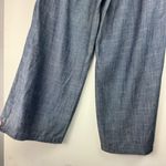Trina Turk  Lyocell Linen Wide Leg Crop Slit Hem Pants Sz Medium Blue Chambray Photo 14