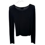 Bebe sweater top women's L wrap cutout pullover rib knit crew black NEW Photo 2