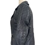 River Island Vintage Quilted Leather Moto Biker Black Jacket Size UK 12 US 8 Photo 12