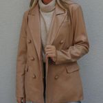 BLANK NYC REVOLVE x • vegan leather double breasted blazer murky waters sz M Photo 4